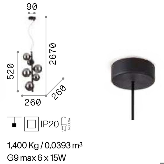 Ideal lux perlage sp6 lampadario stanza da letto fume'