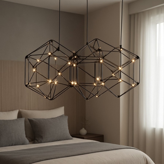 Lampadario nero per camera da letto design costellazione Lampadario nero per camera da letto design costellazione