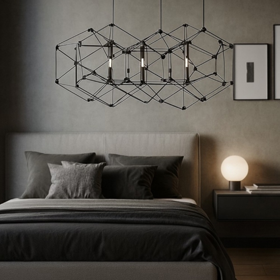 Lampadario nero per camera da letto design costellazione Lampadario nero per camera da letto design costellazione