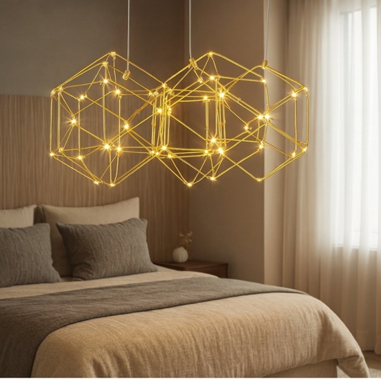 Lampadario per camera da letto led 29w 3000k costellazione oro Lampadario per camera da letto led 29w 3000k costellazione oro