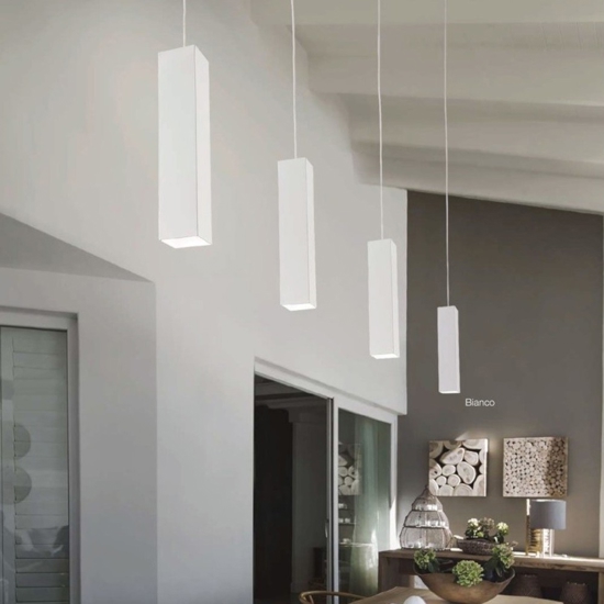 Sky sp1 lampada per isola sospensione bianca quadrata ideal lux