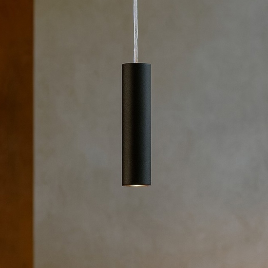 Lampada a sospensione cilindro per isola nero led 4w 3000k fp