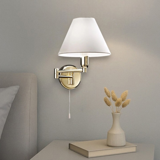 Applique per comodino con cordicella oro braccio estendibile perenz fp
