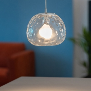 Lampada a sospensione sfera vetro trasparente perenz illuminazione skin