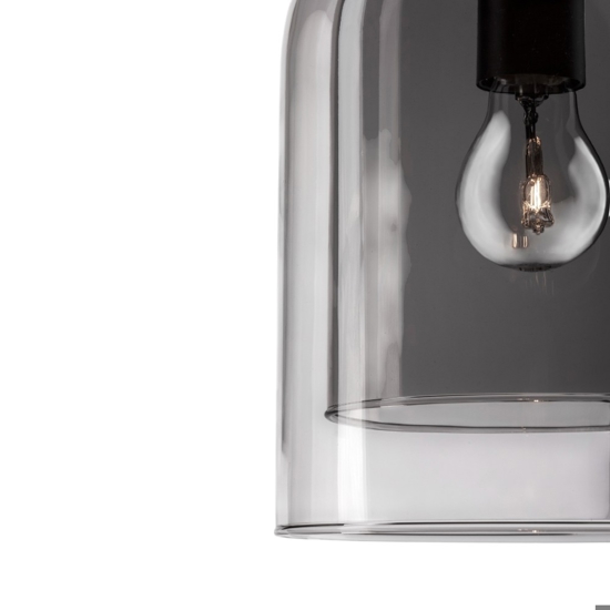 Lampada a sospensione doppio vetro grigio fume trasparente