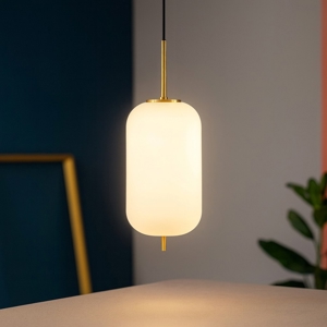 Visualizza i dettagli per Lampada pendente a sospensione sfera vetro bianco oro Lampada pendente a sospensione sfera vetro bianco oro