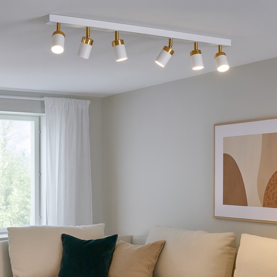 Plafoniera con faretti bianco oro orientabili fp