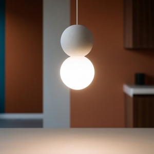 Visualizza i dettagli per Sfera gea luce lampada a sospensione di cemento grigio chiaro Sfera gea luce lampada a sospensione di cemento grigio chiaro