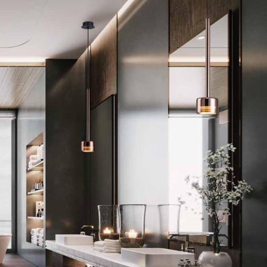 Lampada sospensione nera vetro cromo trasparente Lampada sospensione nera vetro cromo trasparente