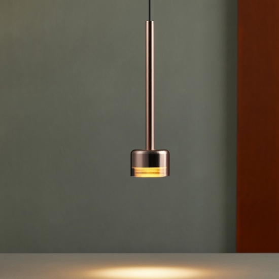 Lampada a sospensione vetro rame trasparente