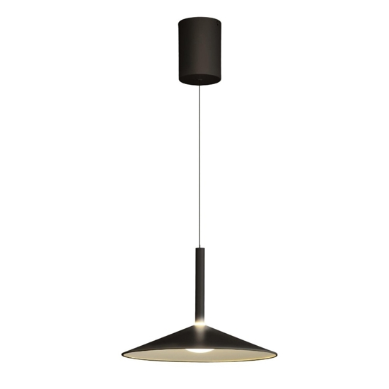 Lampada a sospensione saliscendi nero disco 9w 3000k