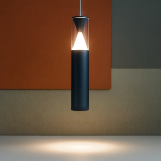 Lampada a sospensione design antracite cilindro led 7w 3000k Lampada a sospensione design antracite cilindro led 7w 3000k