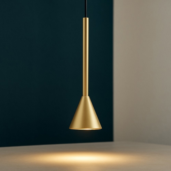 Lampada a sospensione oro led design mini cono moderna Lampada a sospensione oro led design mini cono moderna