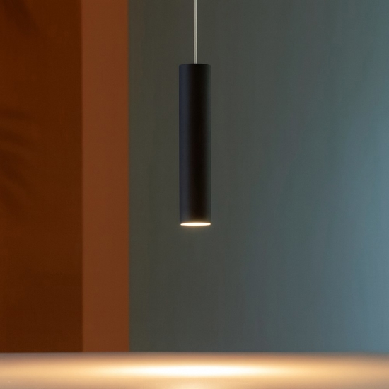 Lampada a sospensione led 15w 3000k cilindro nero dustin