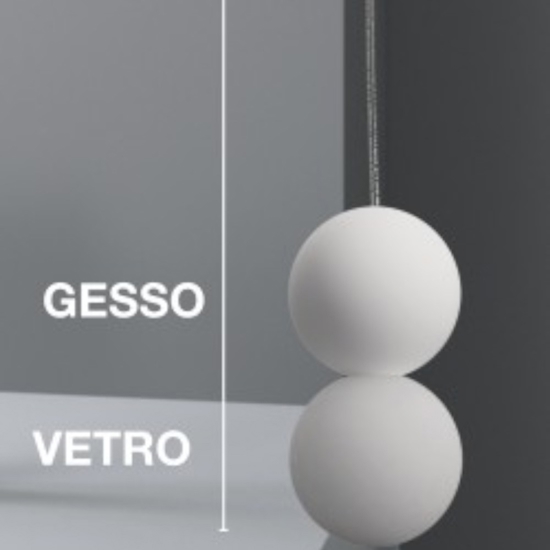 Lampada a sospensione doppia sfera gesso vetro bianca Lampada a sospensione doppia sfera gesso vetro bianca