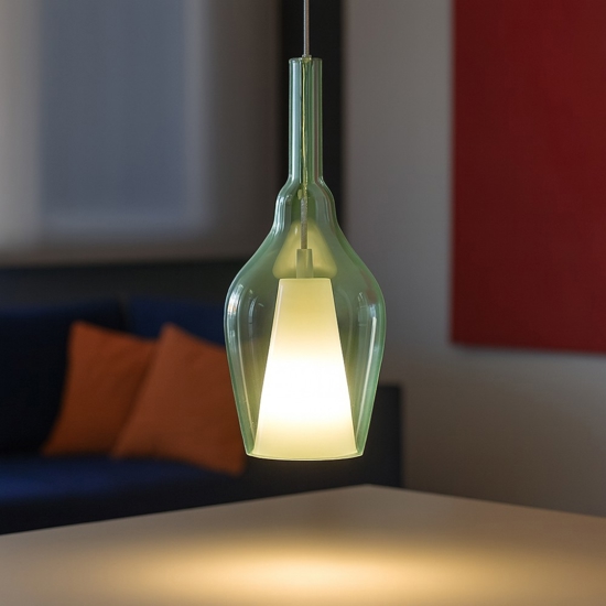 Gea luce ofelia lampada a sospensione per cucina moderna in vetro verde