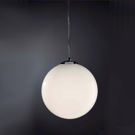Lampada a sospensione boccia 30cm vetro bianco lucido 30cm