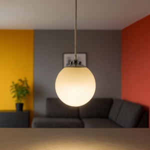 Visualizza i dettagli per Lampada a sospensione 15cm sfera boccia vetro bianco lucido Lampada a sospensione 15cm sfera boccia vetro bianco lucido