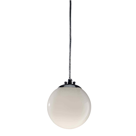 Lampada a sospensione 15cm sfera boccia vetro bianco lucido