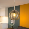 Lampada a sospensione sfera vetro ambra per specchio bagno