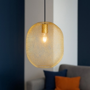 Net sp1 d24 lampada sospensione ideal lux rete oro