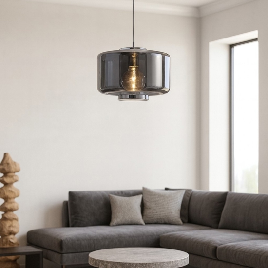 Lampadario moderno vetro colore grafite design