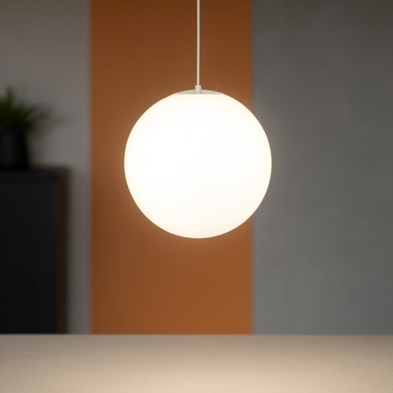 Ideal lux mapa bianco sp1 d40 sospensione sfera in vetro bianco