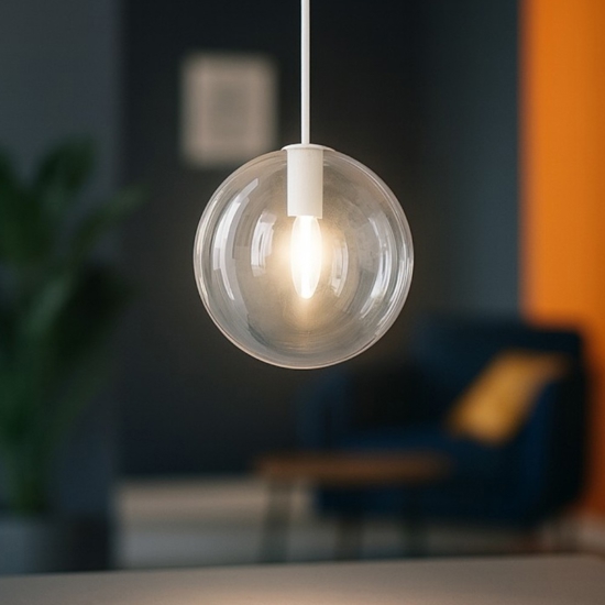Lampada a sospensione isola toplight eclipse sfera trasparente