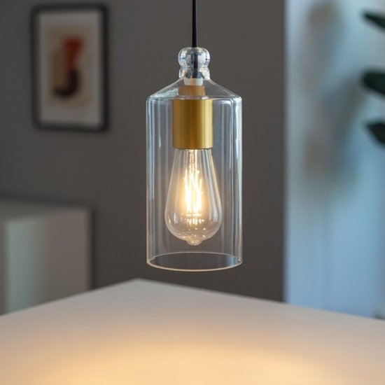 Miloox lampada ebe a sospensione oro moderna vetro trasparente Miloox lampada ebe a sospensione oro moderna vetro trasparente