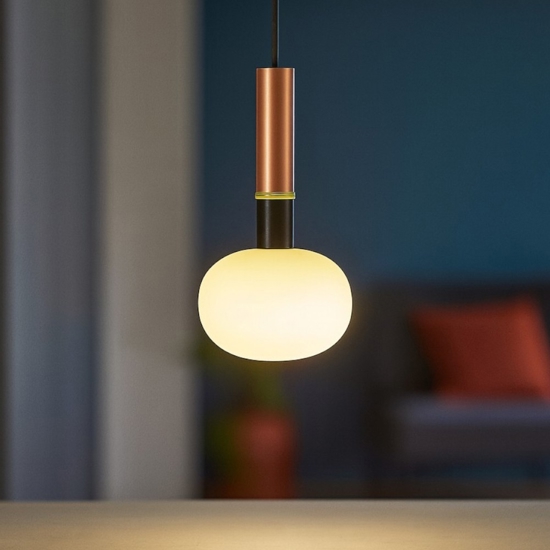 Sforzin miloox lampada da comodino mose rame sfera vetro bianco