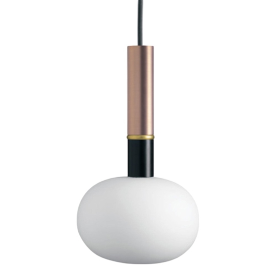 Sforzin miloox lampada da comodino mose rame sfera vetro bianco