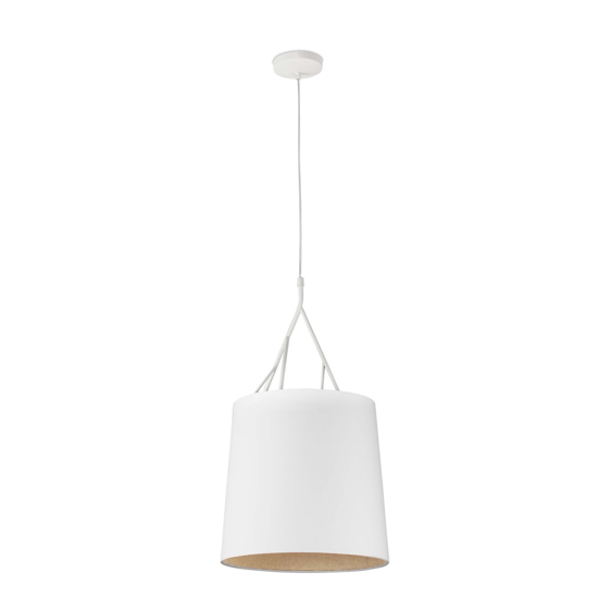 Lampadario per camera da letto paralume bianco design struttura metallo
