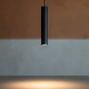 Lampada a sospensione per bancone isola moderna cilindro nero