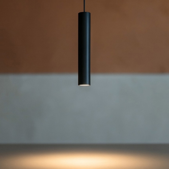 Lampada a sospensione per bancone isola moderna cilindro nero