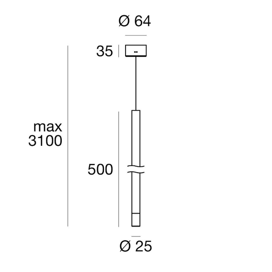 Puccini linea light lampada a sospensione 50cm led 2w 3000k ottone ca108dhgwdi