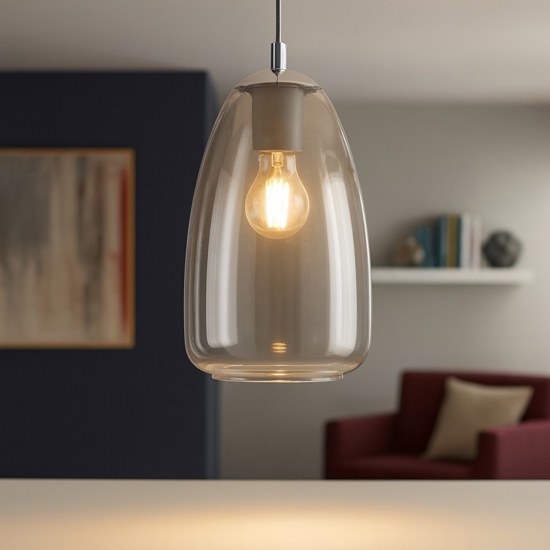 Eglo alobrase lampada a sospensione vetro fume specchiato Eglo alobrase lampada a sospensione vetro fume specchiato