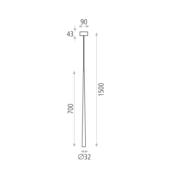 Lampada pendente per isola cono nero led 5w 3000k