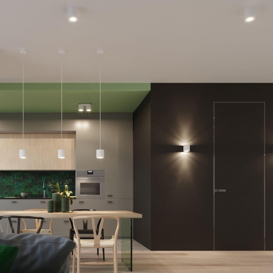 Lampada a sospensione cilindro bianco per isola Lampada a sospensione cilindro bianco per isola