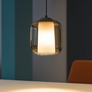 Lampada sospensione ondaluce so bonnie 2 ambra di vetro moderna