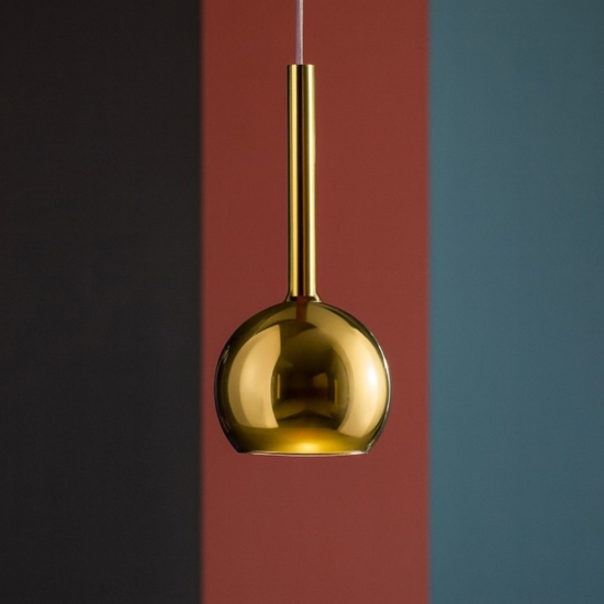 Lampada a sospensione sfera vetro specchiato oro lucido