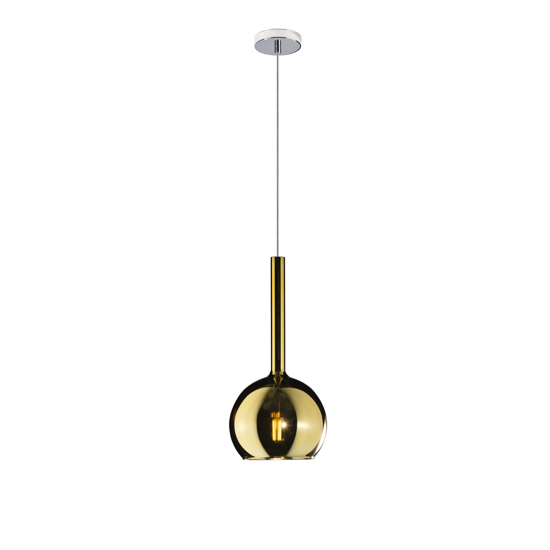 Lampada a sospensione sfera vetro specchiato oro lucido
