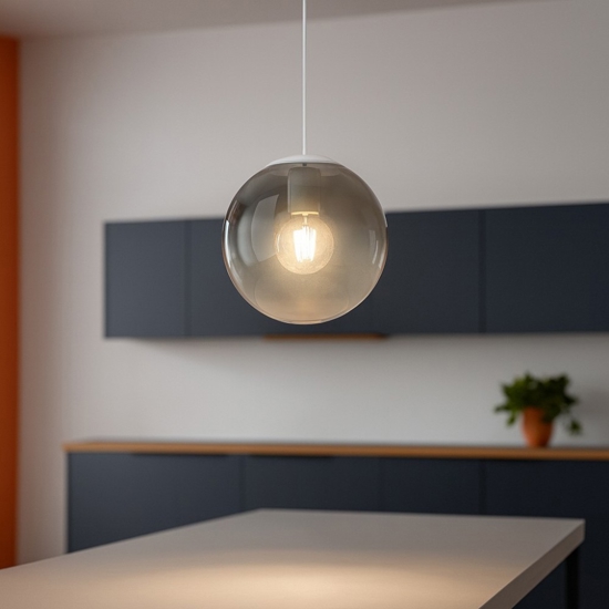 Lampada a sospensione toplight per comodini camera da letto sfera vetro fume