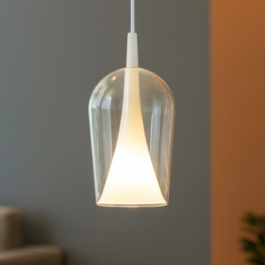 Lampada a sospensione moderna vetro design trasparente bianco