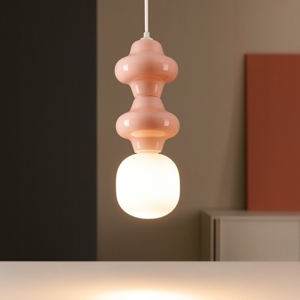Lampada a sospensione di cermaica rosa pastello moderna