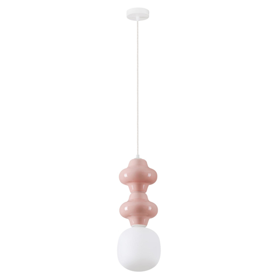 Lampada a sospensione di ceramica rosa pastello moderna