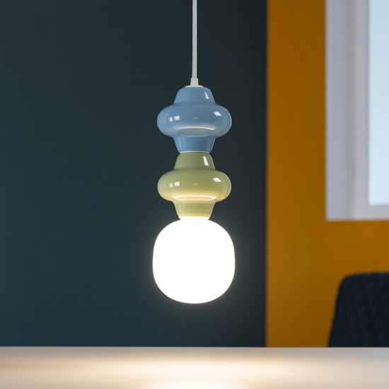 Lampada a sospensione di ceramica verde celeste pastello moderna