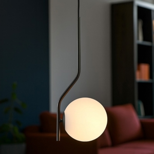 Lampada per comodino stanza da letto nero sfera vetro bianco