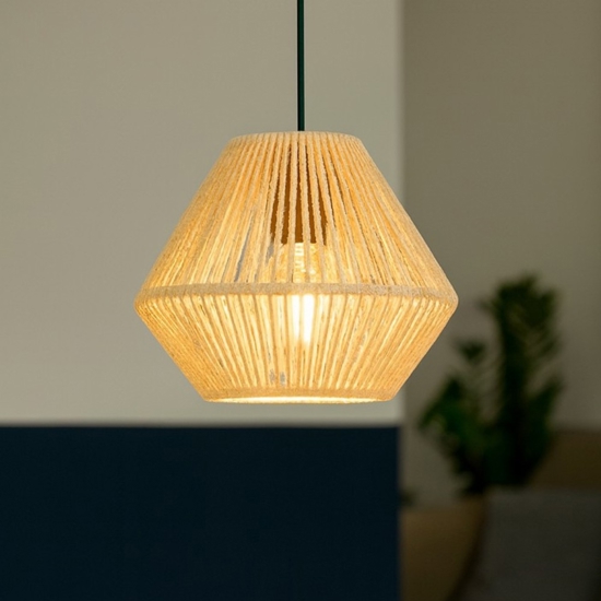 Lampada a sospensione per cucina rustica marrone 20 cm in corda Lampada a sospensione per cucina rustica marrone 20 cm in corda