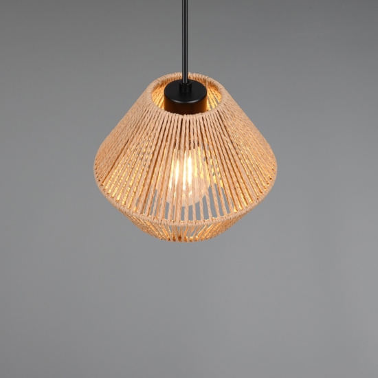 Lampada a sospensione per cucina rustica marrone 20 cm in corda Lampada a sospensione per cucina rustica marrone 20 cm in corda