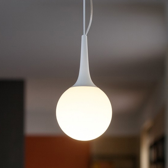 Affralux potiri lampada a sospensione sfera vetro bianca moderna